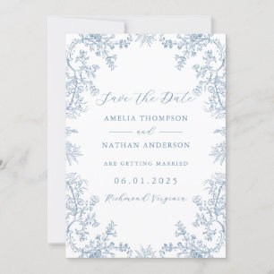 Staubblaues Blumen Hochzeit Vormerkung Save The Date