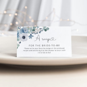 Staubblaues Blumen-Rezeptkarteneinsatz Begleitkarte