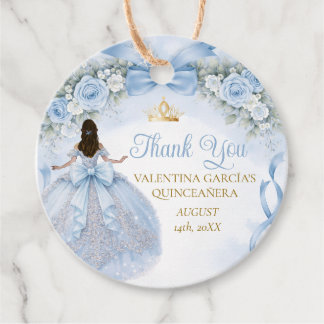 Staubblaues Blumen-Schleifenband-Quinceañera-Krone Geschenkanhänger