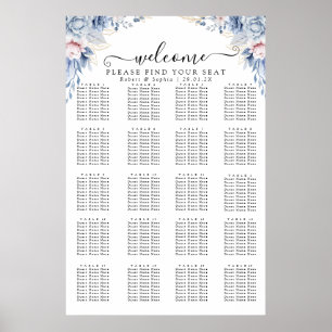 Staubblaues Blumen Sitzordnung Poster