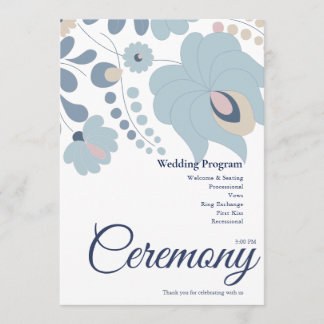 Staubblaues Blumenhochzeitsprogramm Programm