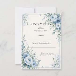 Staubblaues Blumenmuster RSVP Karte