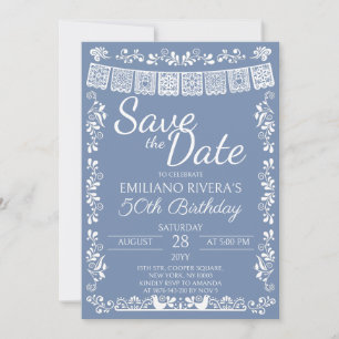 Staubblaues Cielito Lindo Save the Date Geburtstag Einladung