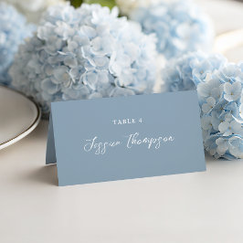 Staubblaues einfaches Skript Elegante Hochzeit Platzkarte