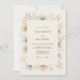 Staubblaues elegantes Naturhochzeit Einladung
