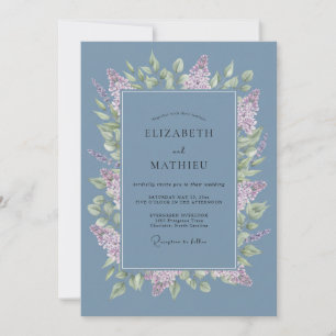Staubblaues Flieder-Florales Hochzeitsdesign Einladung