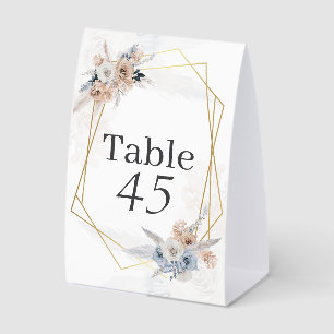 Staubblaues florales botanisches Hochzeitstütenfut Tischaufsteller