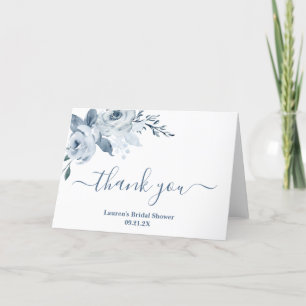 Staubblaues florales Brautbad Dankeskarte