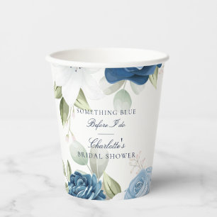 Staubblaues Florales Elegantes Brautbad Pappbecher
