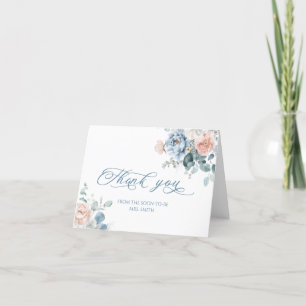 Staubblaues florales elegantes Brautparty-Dankesch Dankeskarte
