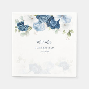 Staubblaues florales Grün Botanik Hochzeitspapier Serviette