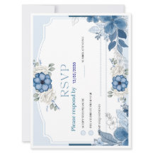 Staubblaues florales Hochzeits-RSVP-Karte | Botani