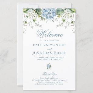 Staubblaues florales Hochzeitswappen Zeremonieprog