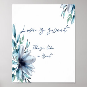 Staubblaues florales Liebesbrautbad ist süß Poster
