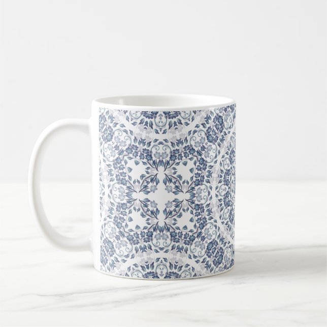 Staubblaues florales Mandala  Kaffeetasse (Links)