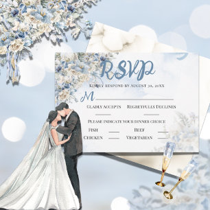 Staubblaues florales Wasserfarbdesign  RSVP Karte