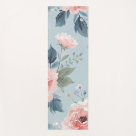 Staubblaues florales Wasserfarben-Garten-Rosa-Blüt Yogamatte
