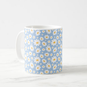 Staubblaues handgezeichnetes Gänseblümchenmuster Kaffeetasse