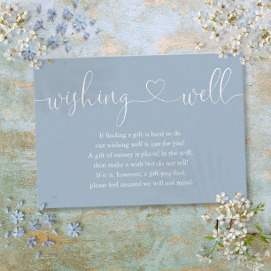 Staubblaues Herz Schrift Wishing Well Hochzeit Begleitkarte