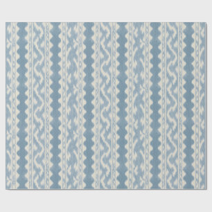 Staubblaues Ikat, gewebter Streifen auf Creme Geschenkpapier
