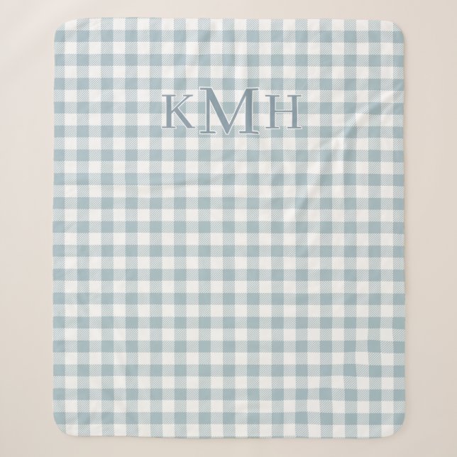 Staubblaues Karo-Land mit Monogramm Sherpadecke (Vorderseite)