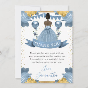 Staubblaues Kleid Dark Skin Prinzessin Quinceanera Dankeskarte
