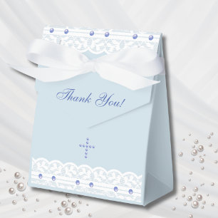 Staubblaues Kreuz Christliche Taufe Geschenkschachtel