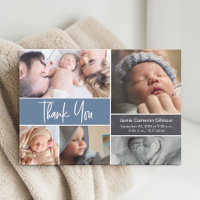 Staubblaues moderne Foto-Collage-Baby-Party