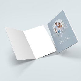Staubblaues Monogramm Foto Hochzeits-Dankeschön Dankeskarte