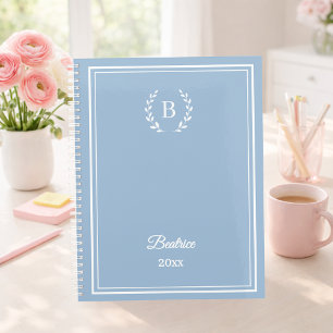 Staubblaues Monogramm Personalisierter Ruhiger Lux Notizbuch