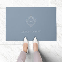 Staubblaues Monogrammwappen Elegant Vintage Silber