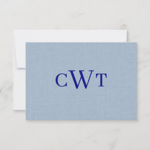 Staubblaues Navyblau-Monogramm Hochzeit Dankeskarte