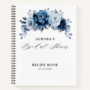 Staubblaues Schiefer Navy Blumen Hochzeitsdusche R Notizbuch