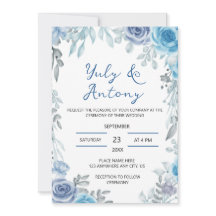 Staubblaues Schiefergrau Aquarell Floral Hochzeit