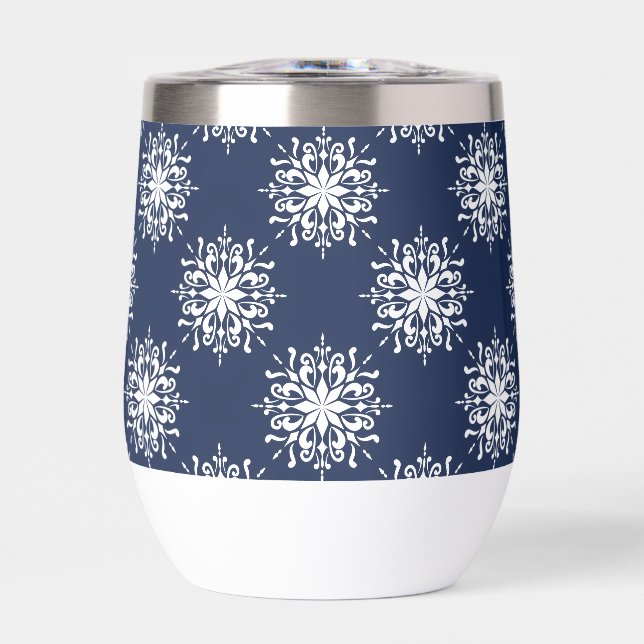 Staubblaues Schneeflocken-Wintergeschenk (Vorderseite)