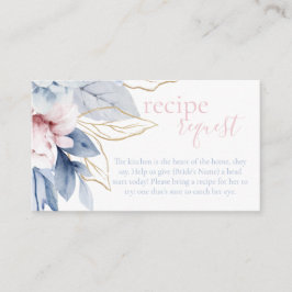 Staubblaues und rosafarbenes florales Rezeptgesuch Begleitkarte