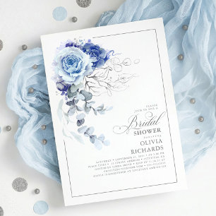 Staubblaues und silbernes florales botanisches Bra Einladung