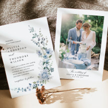 Staubblaues Wildblumen-Blumen-Foto-Hochzeitsrückse