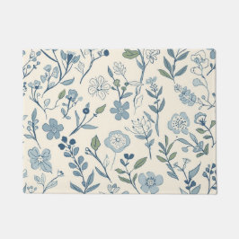 Staubblaues Wildblumenwiesen-Blumenmuster Fußmatte