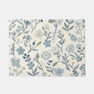 Staubblaues Wildblumenwiesen-Blumenmuster Fußmatte