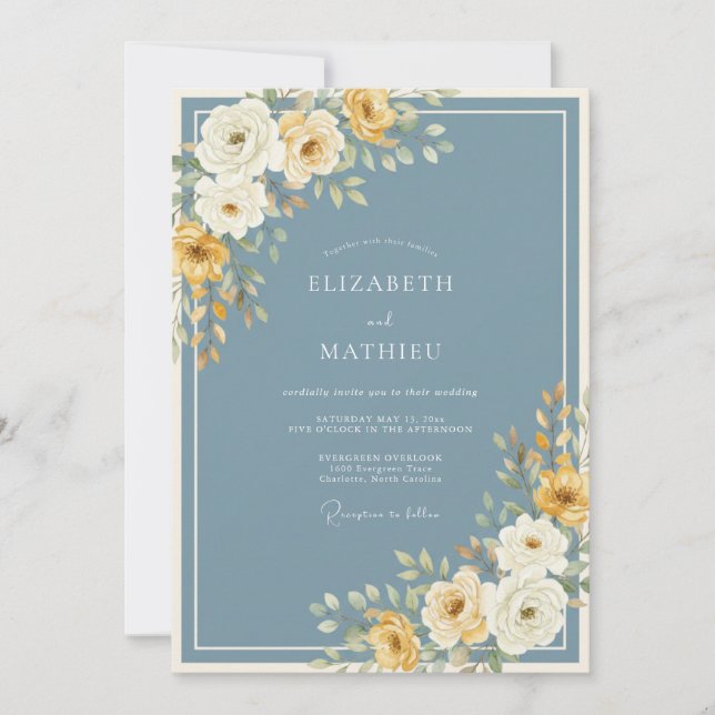 Staubblaues Winterhochzeitdesign Einladung (Vorderseite)