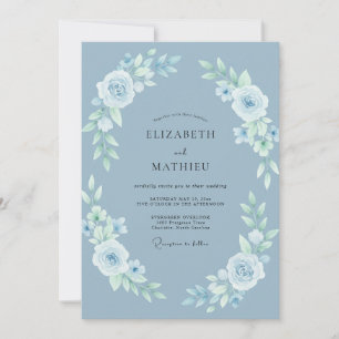 Staubblaues zartes Winterhochzeitdesign Einladung