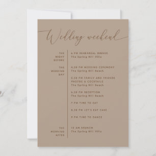 Staubbraunes Hochzeitswochenende-Timeline + Willko Einladung