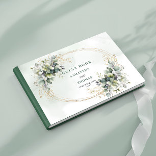 Staubgrün Botanisches Grün Gold Hochzeitsgastbuch Gästebuch