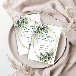 Staubgrün Eukalyptus Botanical Aquarell RSVP Karte