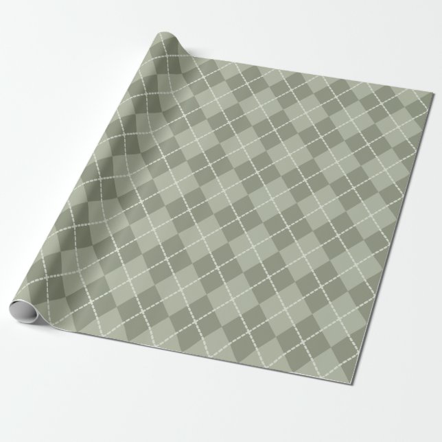 Staubgrünes Argyle-Geschenkpapier Geschenkpapier (Ungerollt)