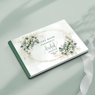 Staubgrünes botanisches Brautparty-Gästebuch Gästebuch