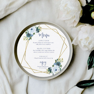 Staubig Blaue Goldene Florale Hochzeitsdusche Krei Einladung