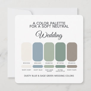Staubig Blaue Salbei Grün Hochzeitsfarbpalette Kar Einladung