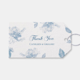 Staubig blaue weiße Rosen Florales Dankeschön Hoch Geschenkanhänger
